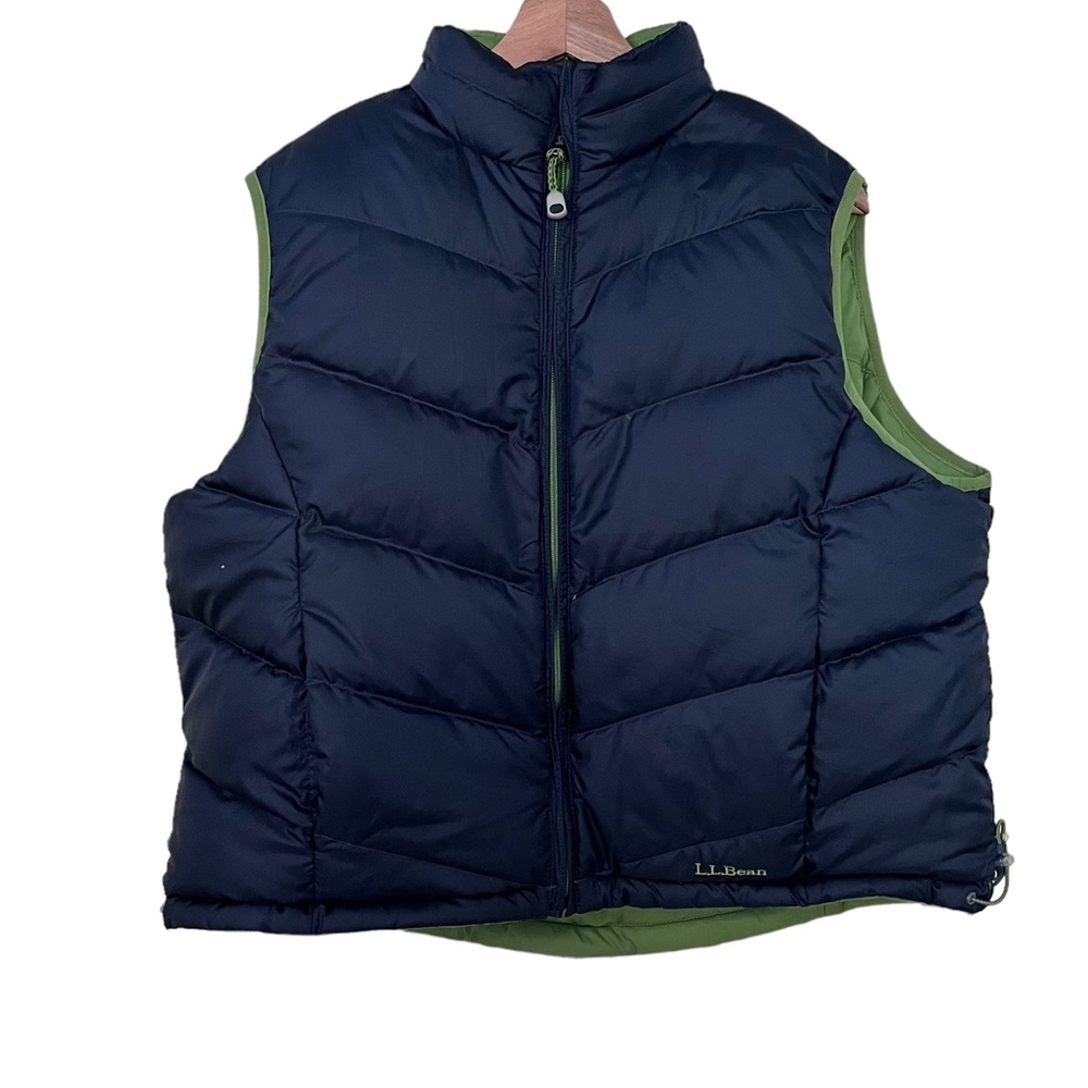 L.L. Bean Navy Blue and Olive Green Puffer Vest